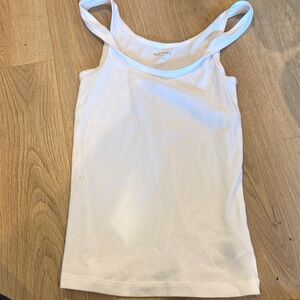 Old Navy White Ribbed Scoop Tank